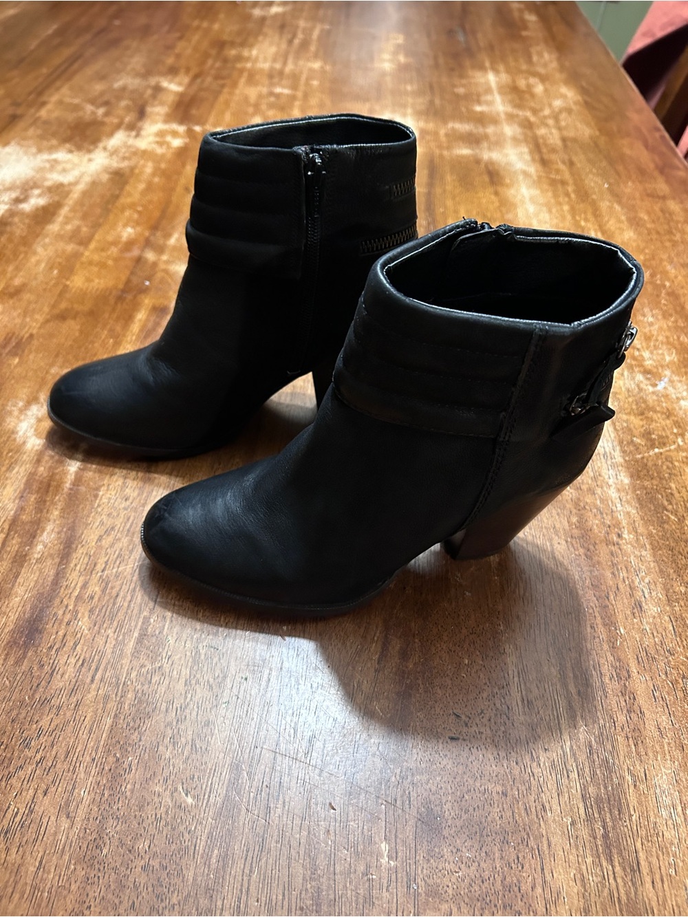 Diba Black Ankle Boots Zip Biker Rockstar Goth Witchy Heeled Booties